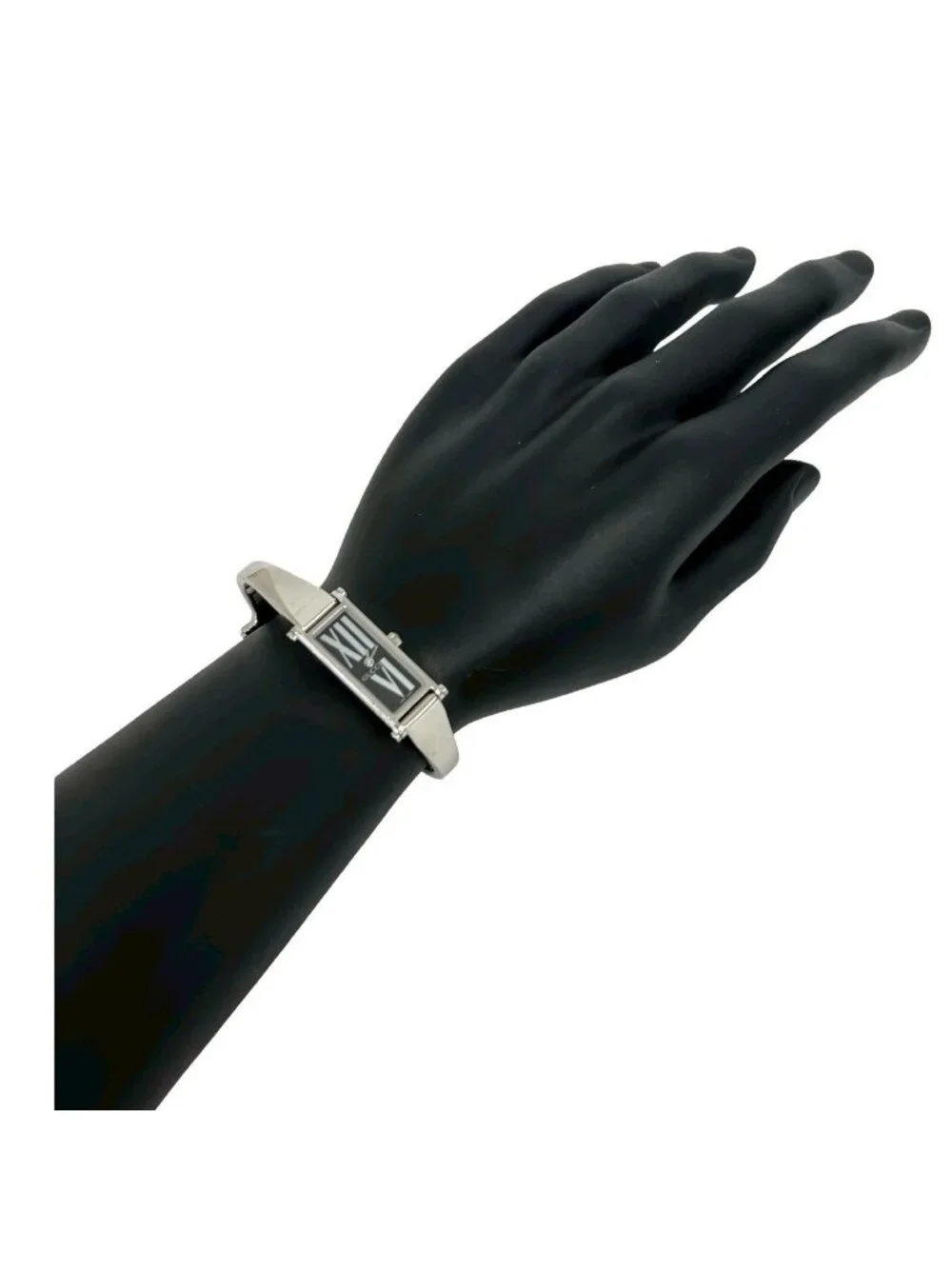 Gucci with Case Bangle Watch Leaf Pattern Stainless Steel Wristwatch Silver
